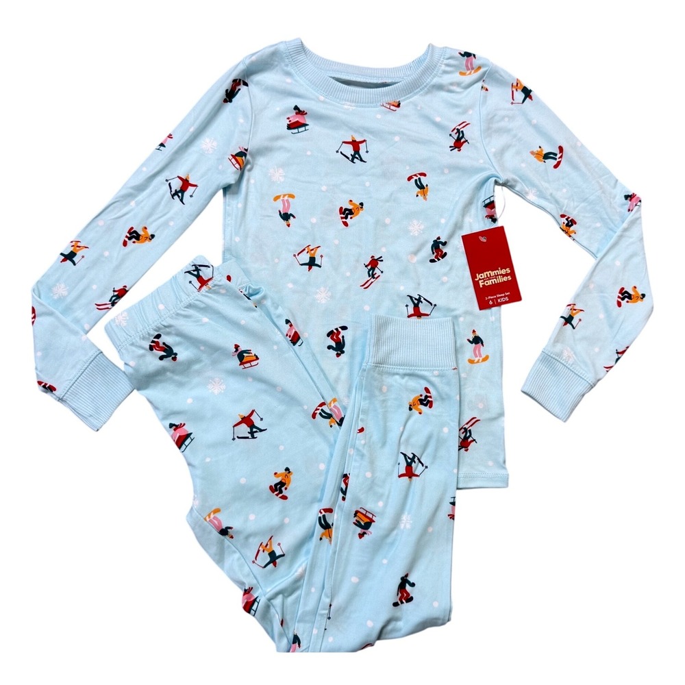 Jammies For Your Families Pajama Set Kids 6 Blue NEW Ski Snowboard EM4E091K NWT